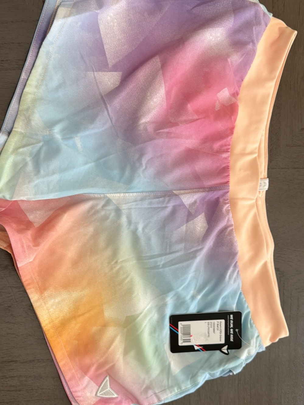 Michael Kors Pastel Rainbow Athletic Shorts with Peach Waistband